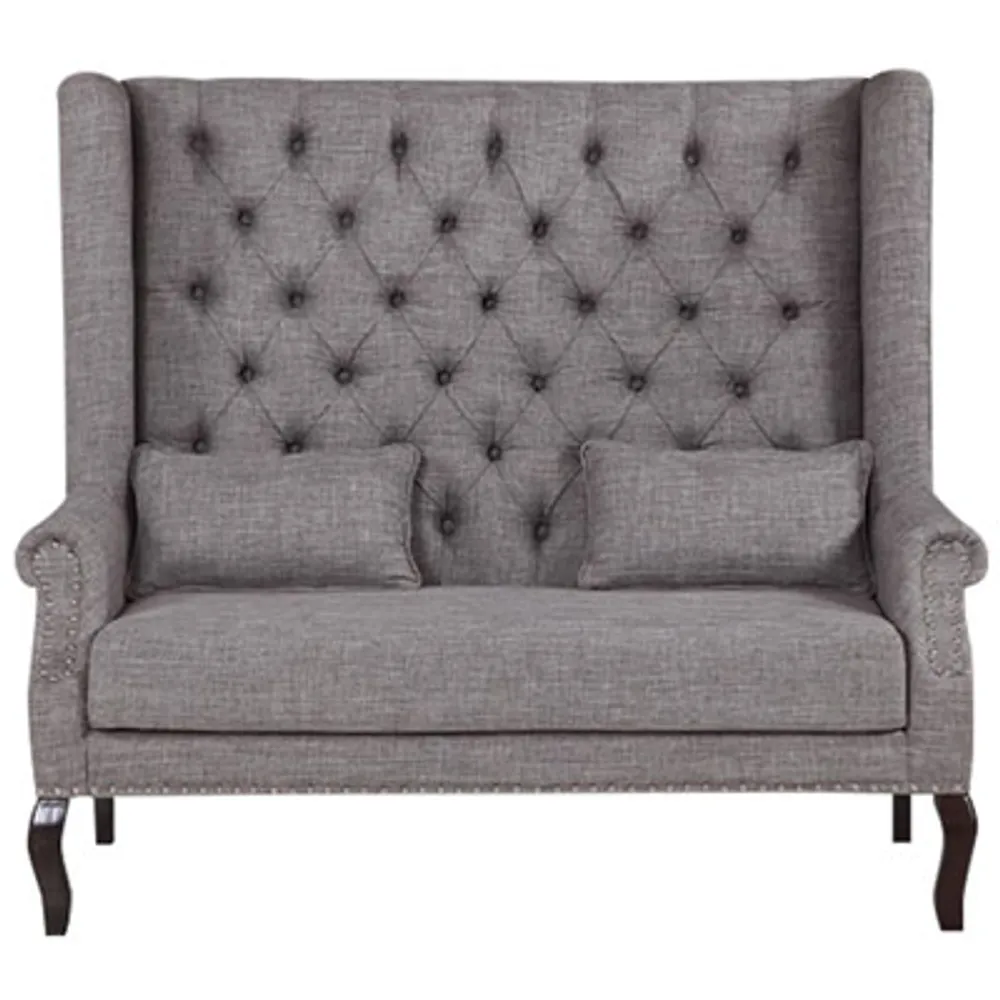 Brassex Fabric Tufted Accent Loveseat - Grey