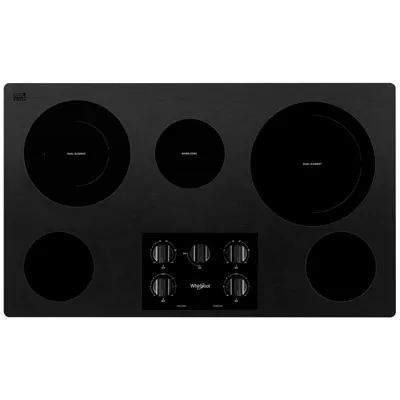 Whirlpool 36" 5-Element Electric Cooktop (WCE77US6HB) - Black