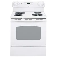 GE 30" 5.0 Cu. Ft. Self-Clean Freestanding Coil Top Electric Range (JCBP240DMWW) - White
