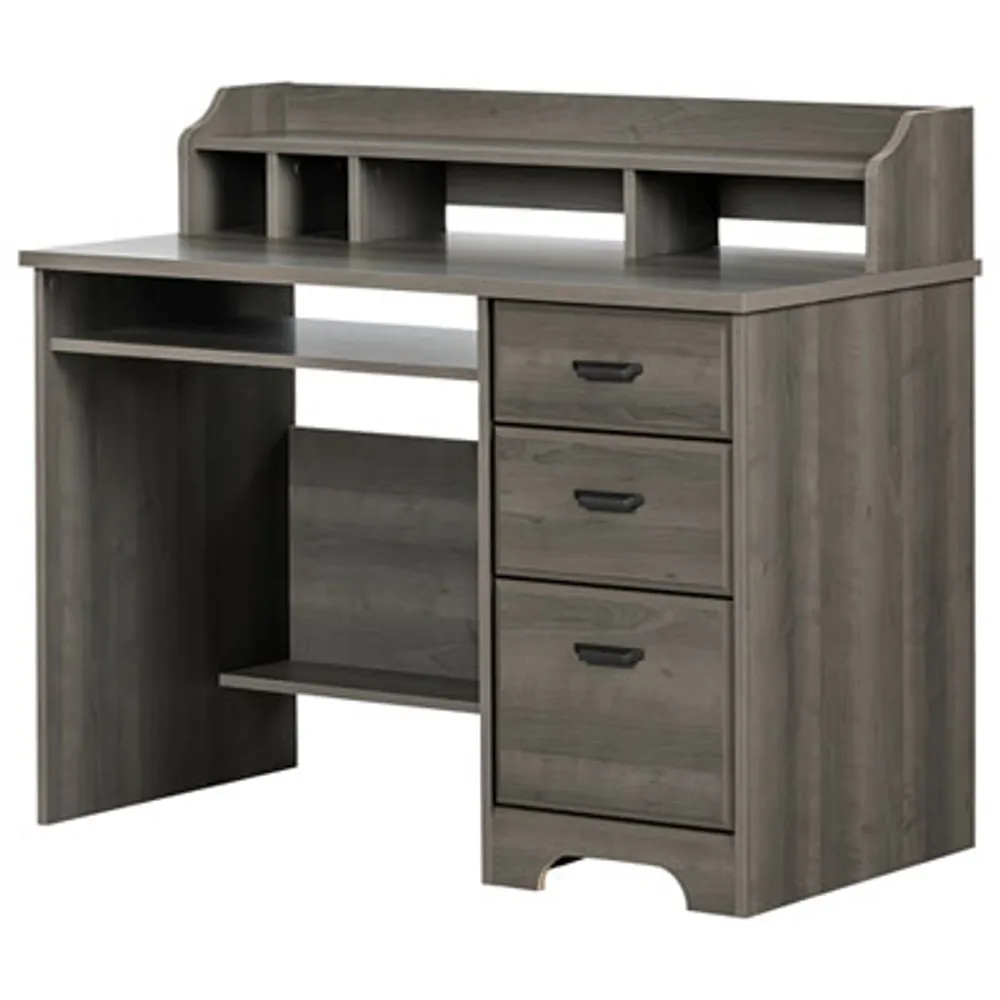 Versa Writing Desk with Hutch - Grey Maple