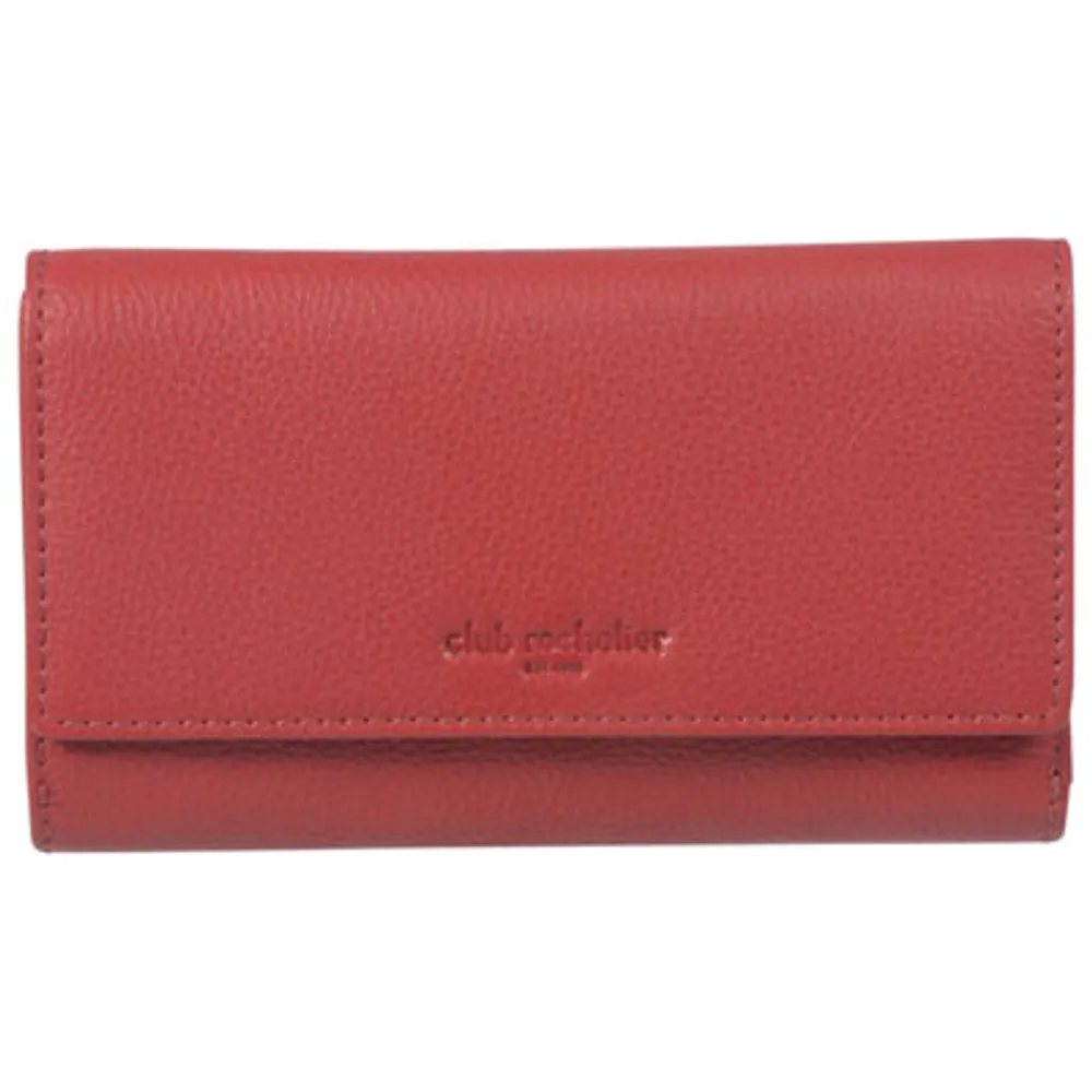 Club Rochelier Onyx RFID Leather Bi-fold Clutch Wallet - Red