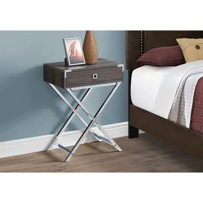 Monarch Retro Glam Rectangular Accent Table with Drawer - Dark Taupe