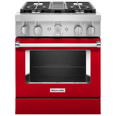 KitchenAid 30" 4.1 Cu. Ft. True Convection Freestanding Dual Fuel Range (KFDC500JPA) -Passion Red
