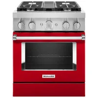 KitchenAid 30" 4.1 Cu. Ft. True Convection Freestanding Dual Fuel Range (KFDC500JPA) -Passion Red