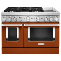 KitchenAid 48" 6.3 Cu. Ft. True Convection Double Oven 6-Burner Dual Fuel Range (KFDC558JSC) -Orange