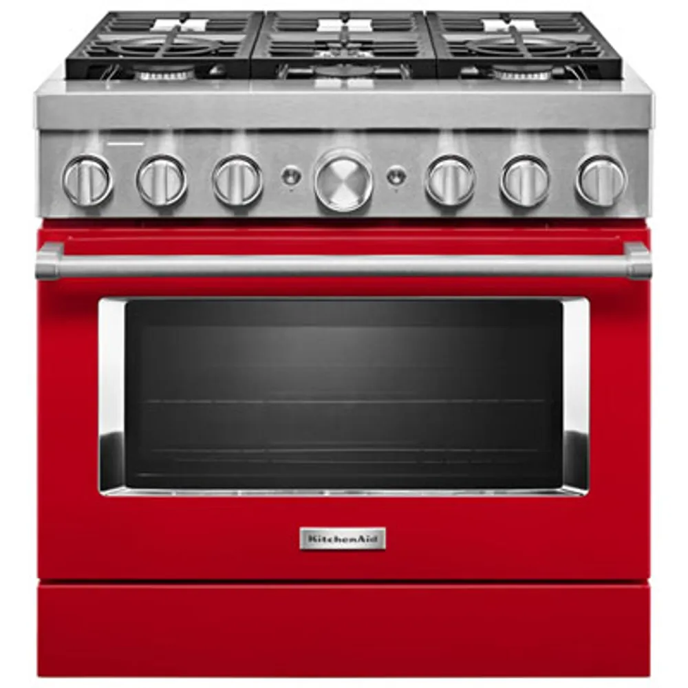 KitchenAid 36" 5.1 Cu. Ft. True Convection 6-Burner Dual Fuel Range (KFDC506JPA) -Passion Red
