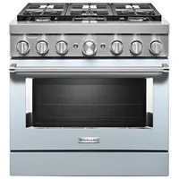 KitchenAid 36" 5.1 Cu. Ft. True Convection 6-Burner Dual Fuel Range (KFDC506JMB) -Misty Blue