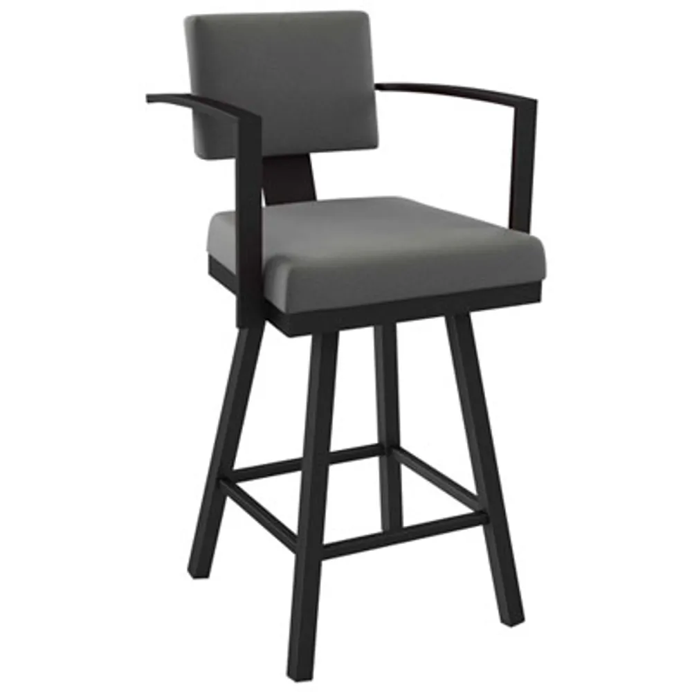 Akers Modern Bar Height Barstool - Light Cold Grey/Black
