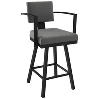 Akers Modern Bar Height Barstool - Light Cold Grey/Black