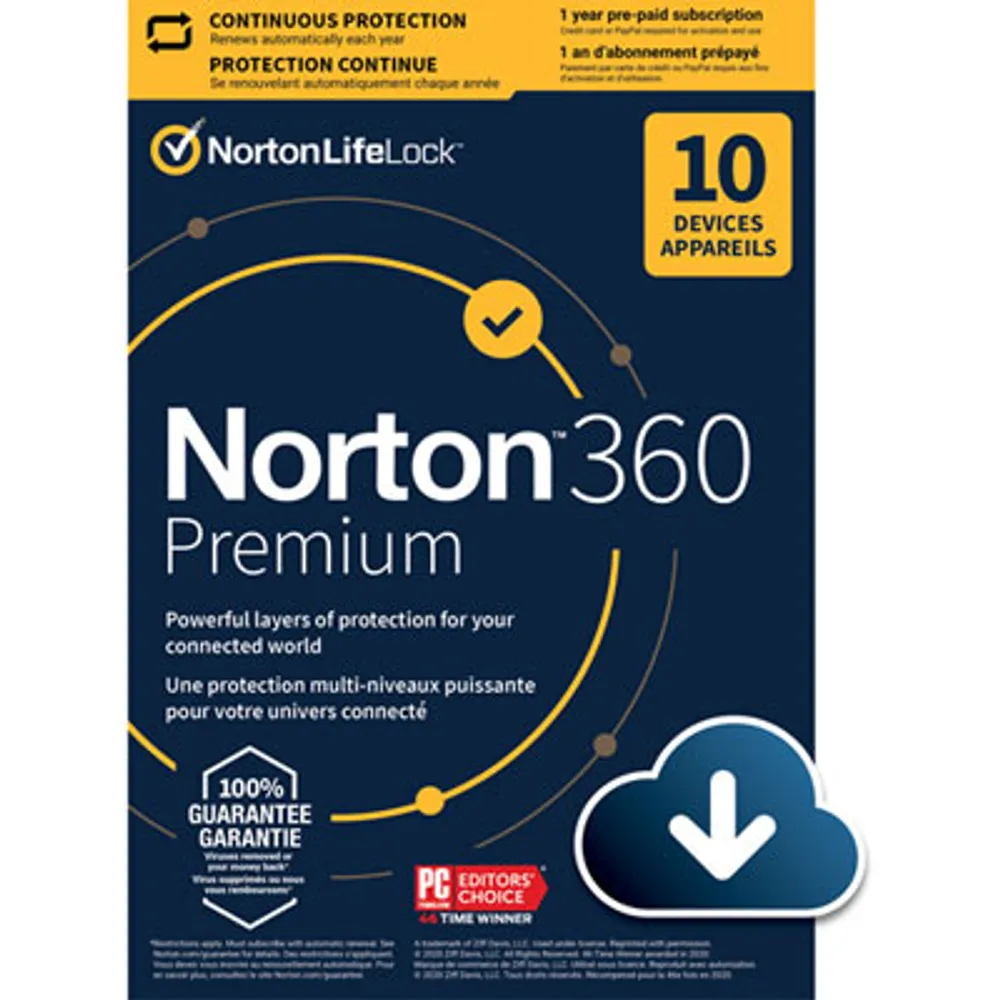 Norton 360 Premium (PC/Mac) - 10 Devices - 75GB Cloud Backup