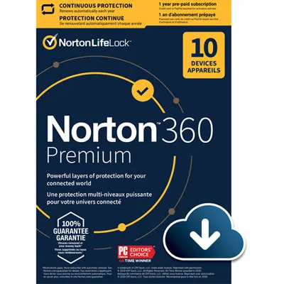 Norton 360 Premium (PC/Mac) - 10 Devices - 75GB Cloud Backup