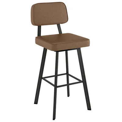 Clarkson Contemporary Bar Height Barstool - Medium Brown/Gun Metal