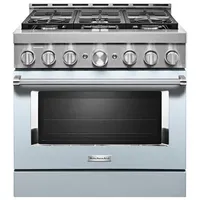 KitchenAid 36" 5.1 Cu. Ft. True Convection 6-Burner Freestanding Gas Range (KFGC506JMB) - Misty Blue
