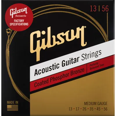 Gibson Coated Phosphor Bronze 0.013 - 0.056 Medium Gauge Acoustic Guitar Strings (SAG-CPB13)
