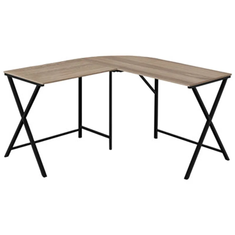 Monarch Corner Computer Desk - Dark Taupe/Black
