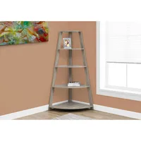 Monarch 60" 4-Shelf Corner Bookcase - Dark Taupe