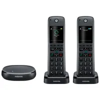 Motorola 2-Handset DECT 6.0 Cordless Phone with Answering Machine & Alexa (AXH02) - Black