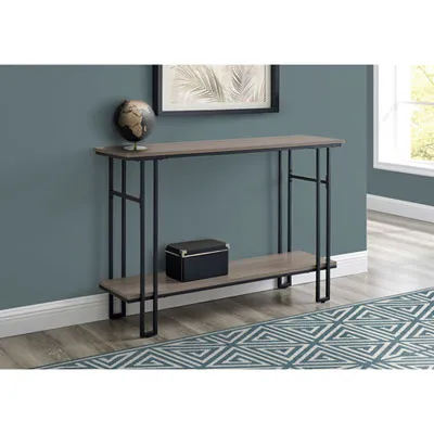 Monarch Contemporary Rectangular Console Table with 1 Shelf - Taupe/Black