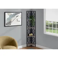 Monarch 62" 4-Shelf Metal Corner Bookcase - Dark Taupe/Black