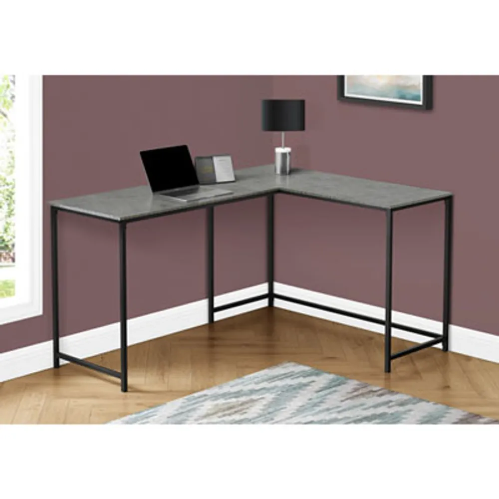 Monarch Corner 58.25"W Computer Desk - Grey/Black