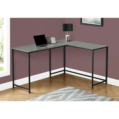 Monarch Corner 58.25"W Computer Desk - Grey/Black