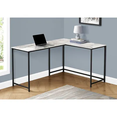 Monarch Corner 58.25"W Computer Desk - White Marble/Black