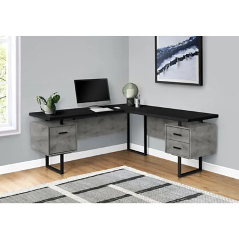 Monarch Corner 71"W Computer Desk with 3 Drawers