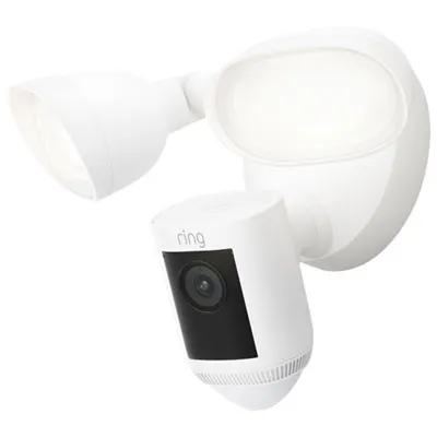 Ring Floodlight Cam Pro Wired Wi-Fi 2K Camera with Ring Vision, 2 LED Lights & 3D Motion Detection - White