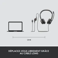 Logitech H390 Wired Headset with Noise Cancelling Microphone - Black