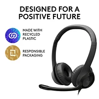 Logitech H390 Wired Headset with Noise Cancelling Microphone - Black