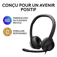 Logitech H390 Wired Headset with Noise Cancelling Microphone - Black