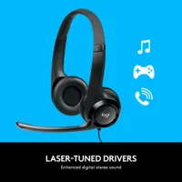 Logitech H390 Wired Headset with Noise Cancelling Microphone - Black
