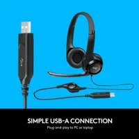 Logitech H390 Wired Headset with Noise Cancelling Microphone - Black