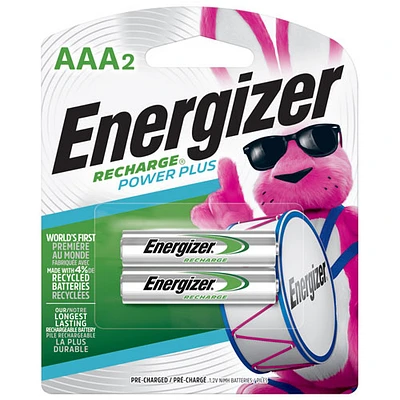 Piles rechargeables NiMH AAA d'Energizer - Paquet de 2 piles