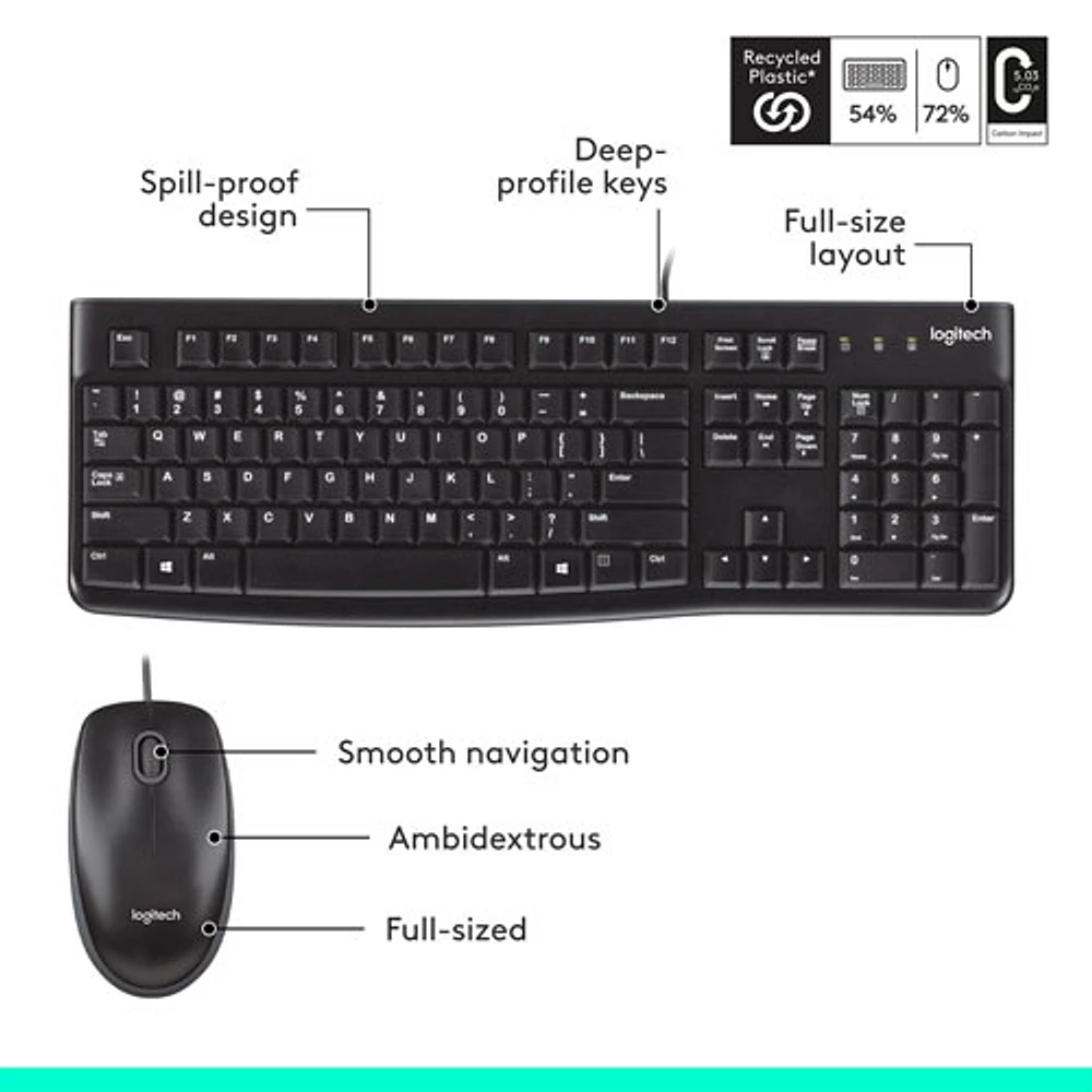 Ensemble avec clavier et souris MK120 de Logitech