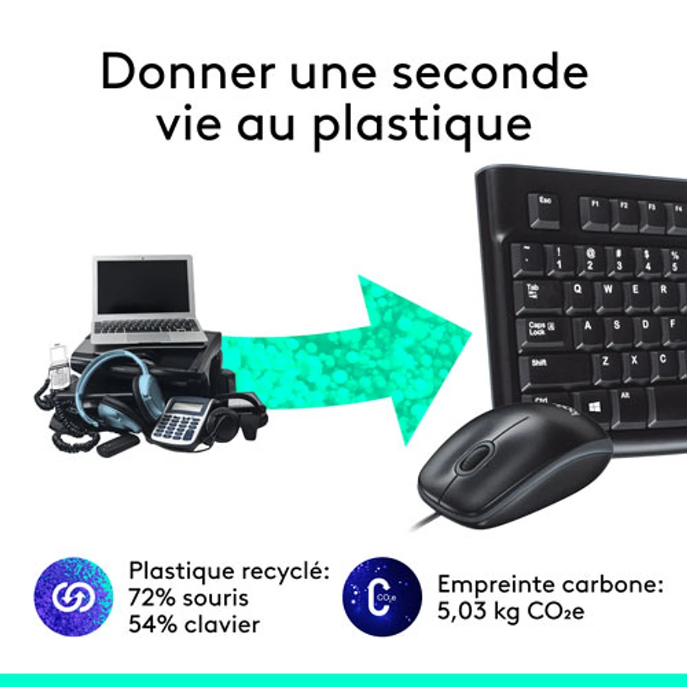 Ensemble avec clavier et souris MK120 de Logitech