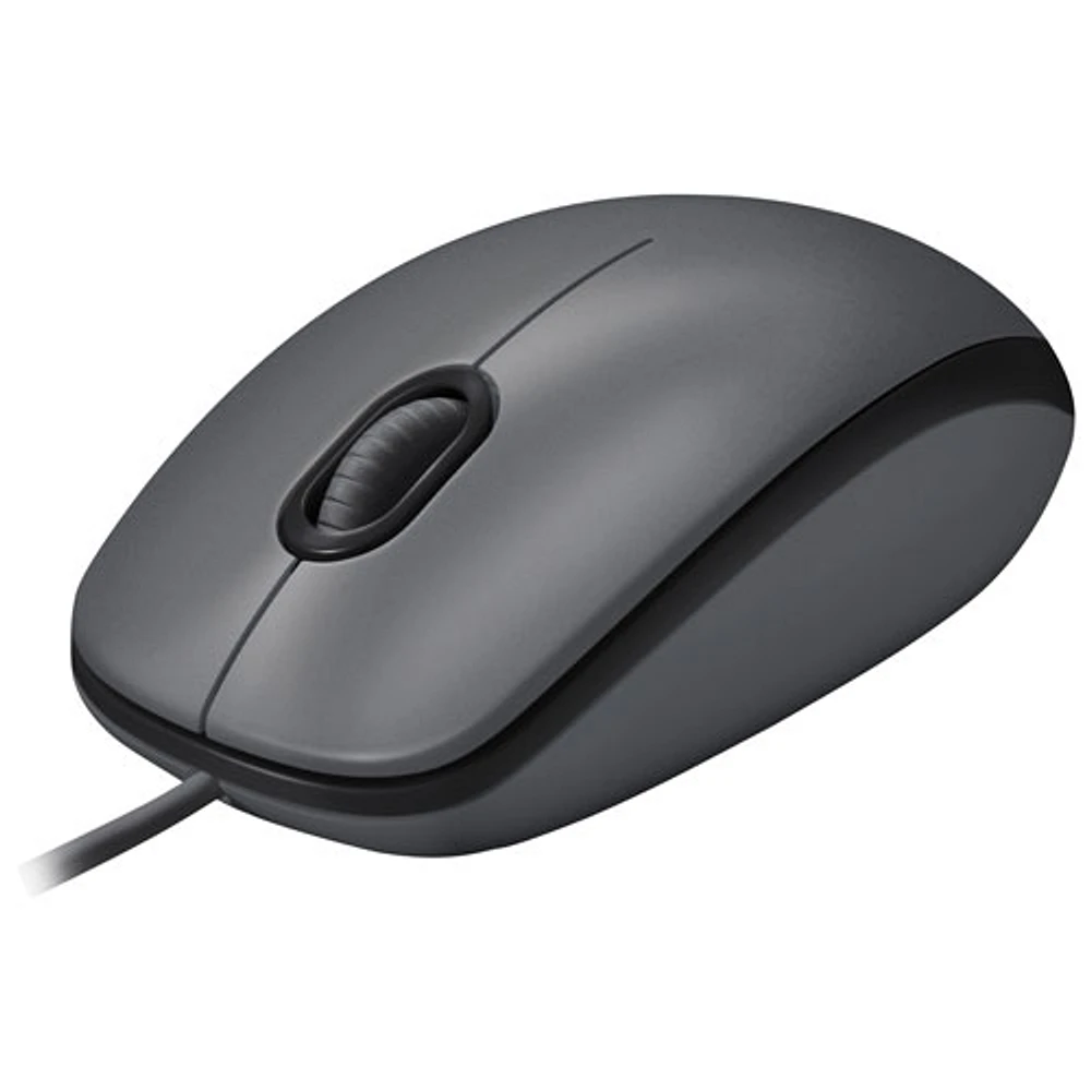 Logitech M100 Wired Optical Ambidextrous Mouse for PC - Charcoal