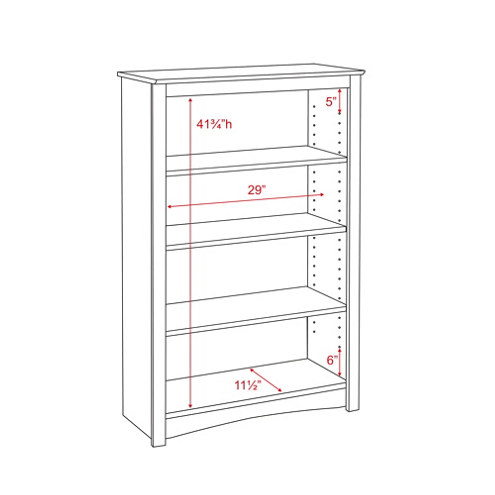 Bibliothèque de 48 po à 4 tablettes - Brun expresso