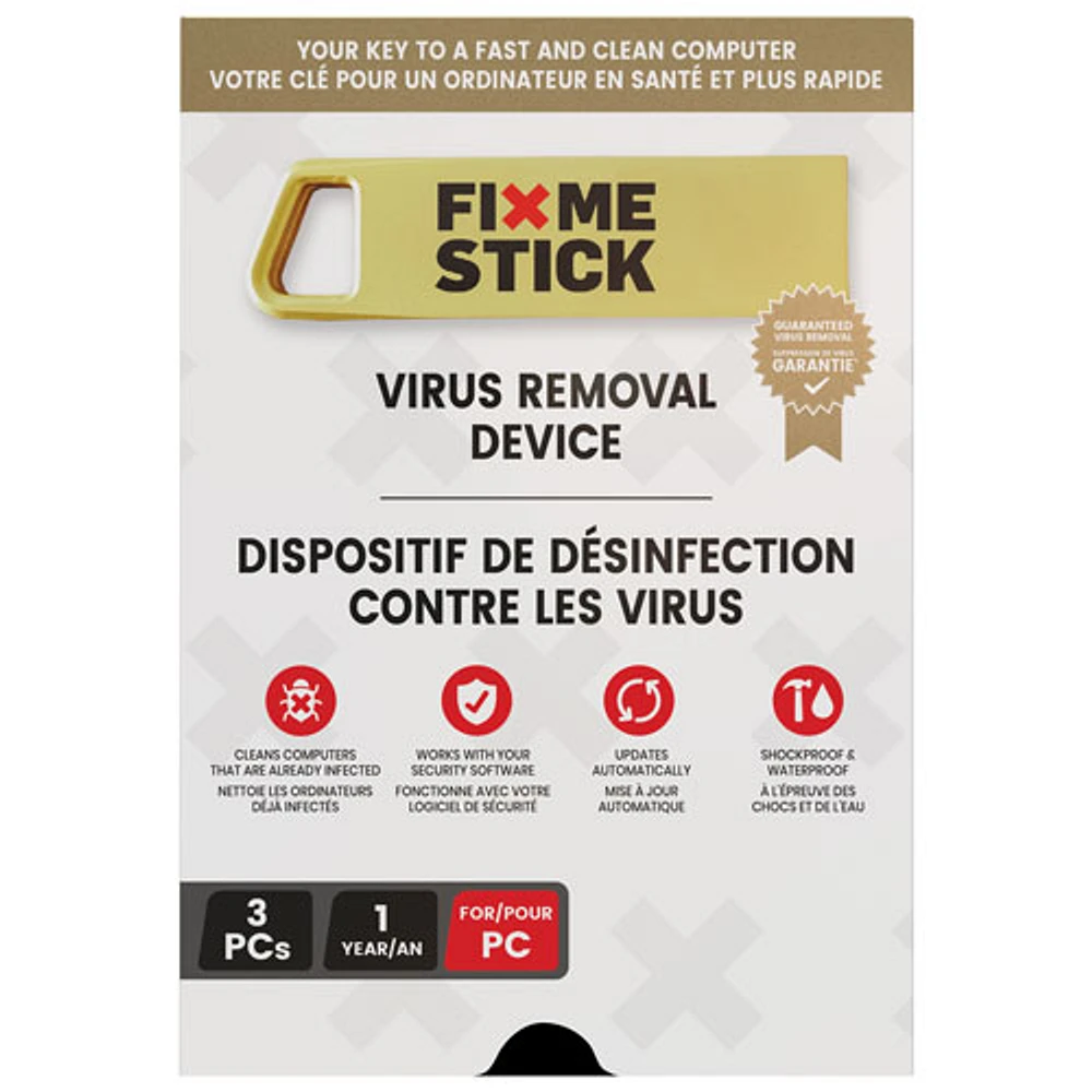 Dispositif de désinfection contre les virus FixMeStick (PC) - 3 appareils - 1 an