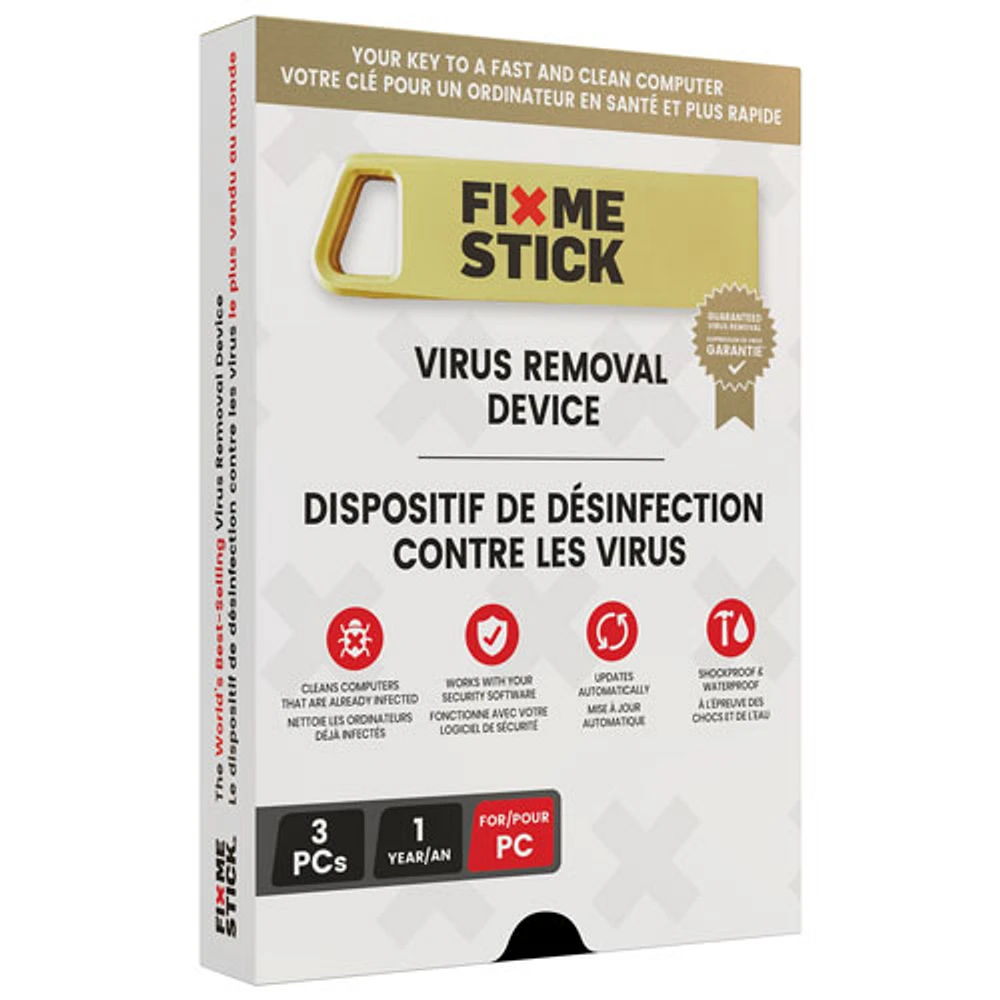 Dispositif de désinfection contre les virus FixMeStick (PC) - 3 appareils - 1 an
