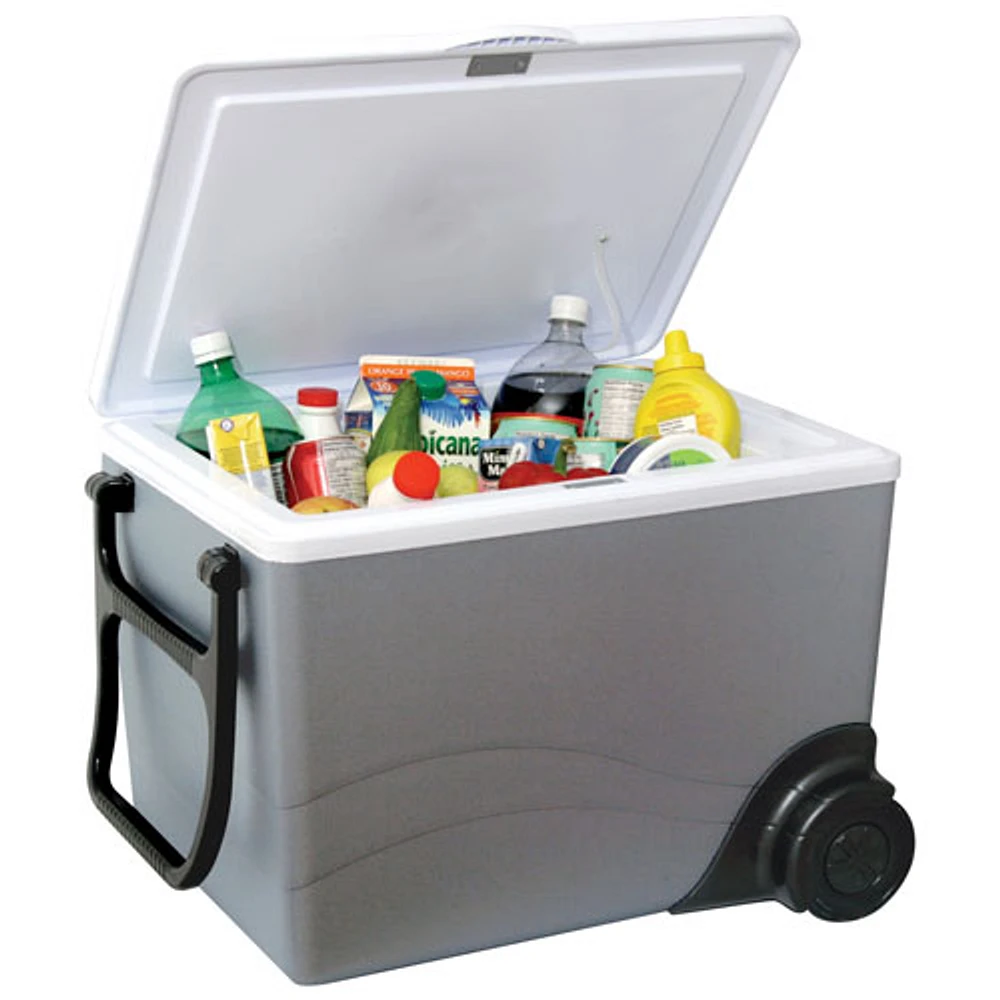 Glacière/Réchaud électrique à roulettes 12 V 34 L (36 pte) de Koolatron - Gris