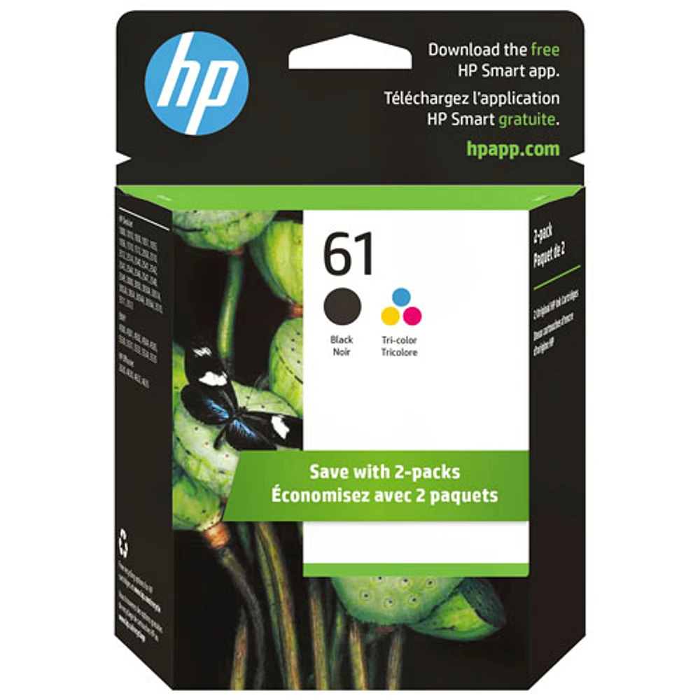 HP 61 Black/Tri-Colour Ink (CR259FC) - 2 Pack