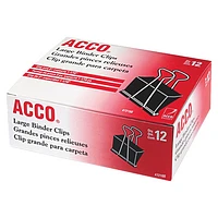 Acco 2" Large Binder Clips (ACC72100) - 12 Pack
