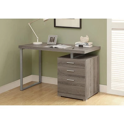 Bureau contemporain avec classeur - Taupe foncé