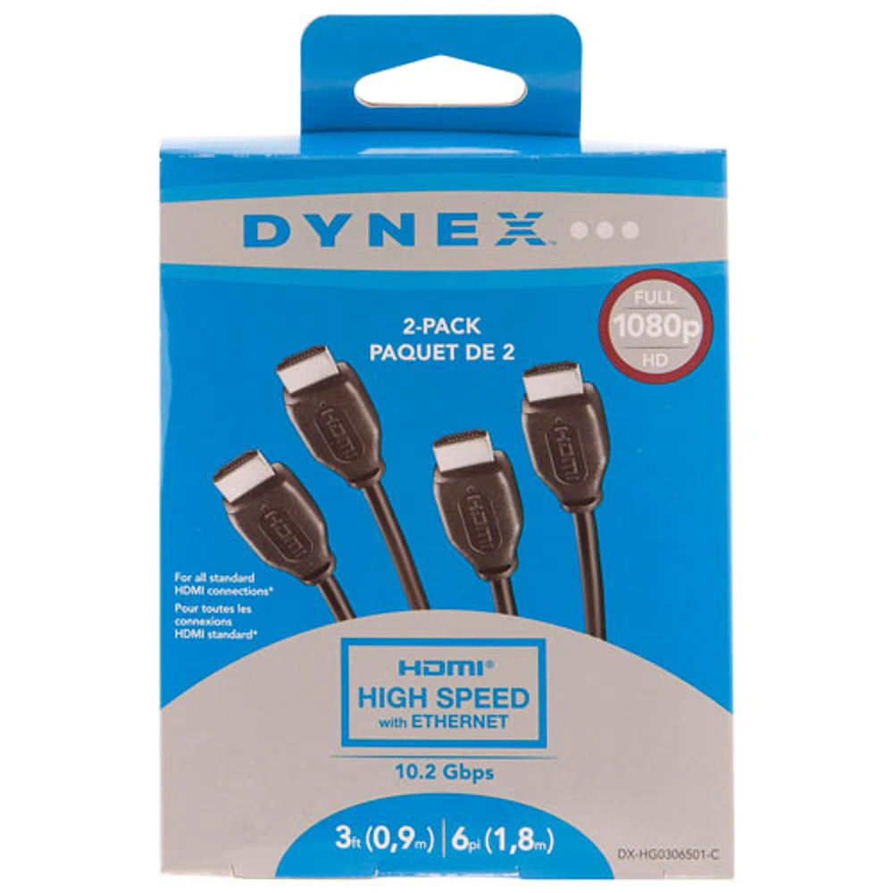 Deux câbles HDMI de 3 pi (0,9 m) et 6 pi (1,8 m) de Dynex - Exclusivité Best Buy