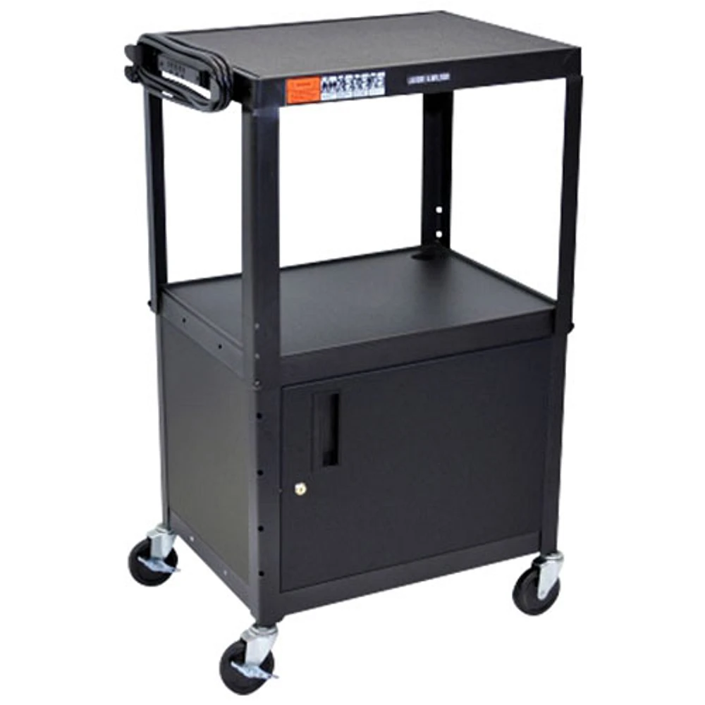 Chariot en acier à hauteur ajustable avec armoire de Luxor (AVJ42C) - Noir