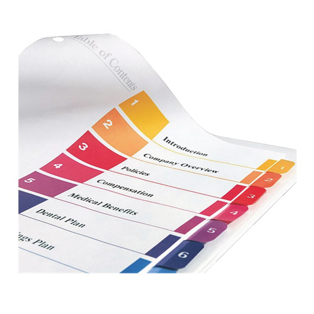 Intercalaires avec table des matières Ready Index d'Avery (AVE11135) - Paquet de 10 - Multicolore