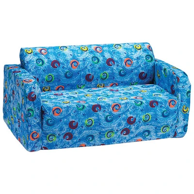 Sofa rabattable pour enfants de Comfy Kids - Spirales bleues