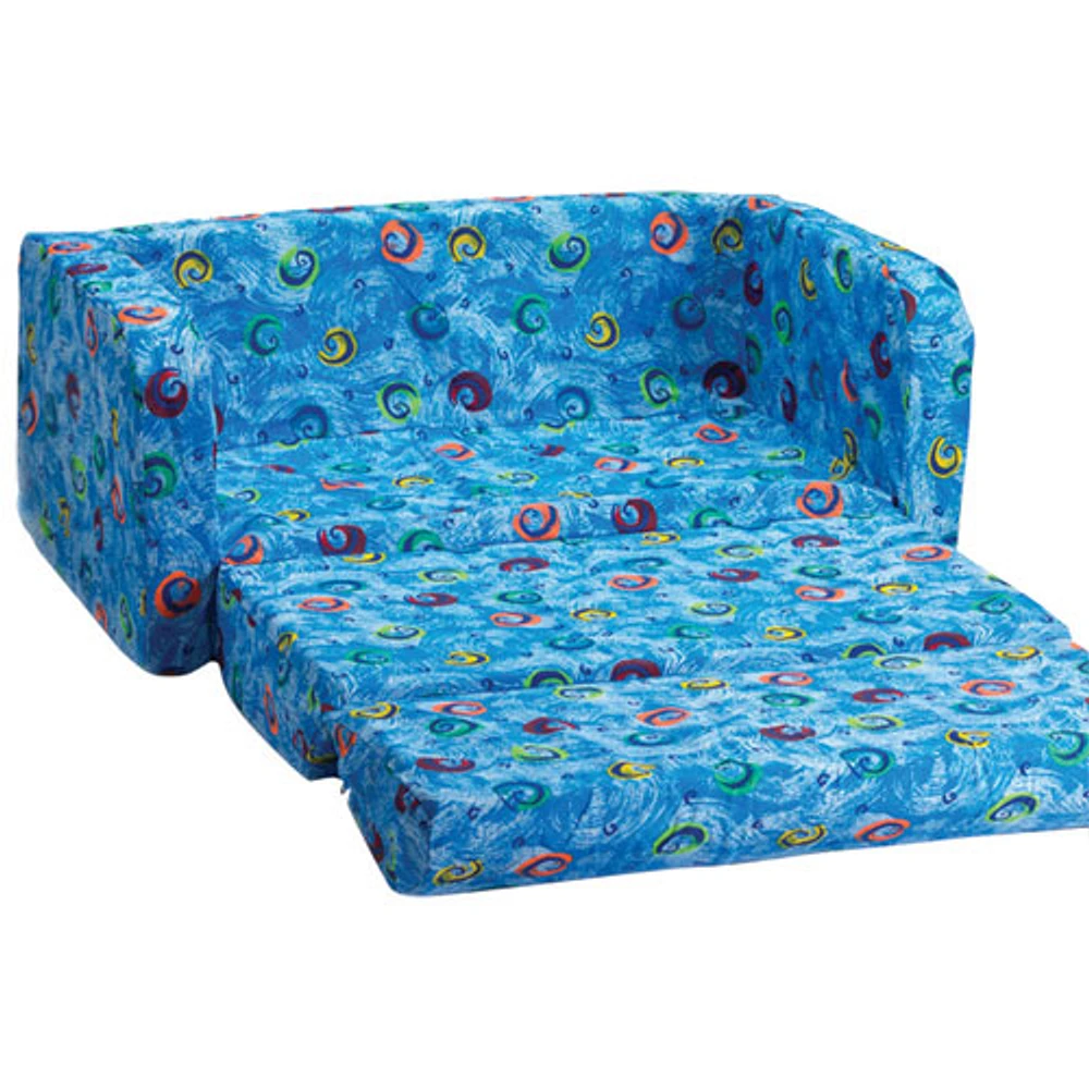 Sofa rabattable pour enfants de Comfy Kids - Spirales bleues