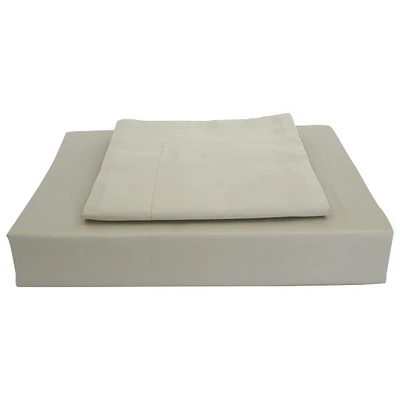 Ens. housse de couette en coton égyptien contexture 250 Solid de Maholi - Lit une place - Taupe
